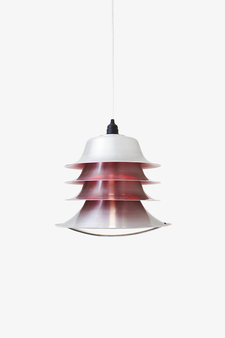 Vintage Lakro hanglamp gelaagd aluminium - rood