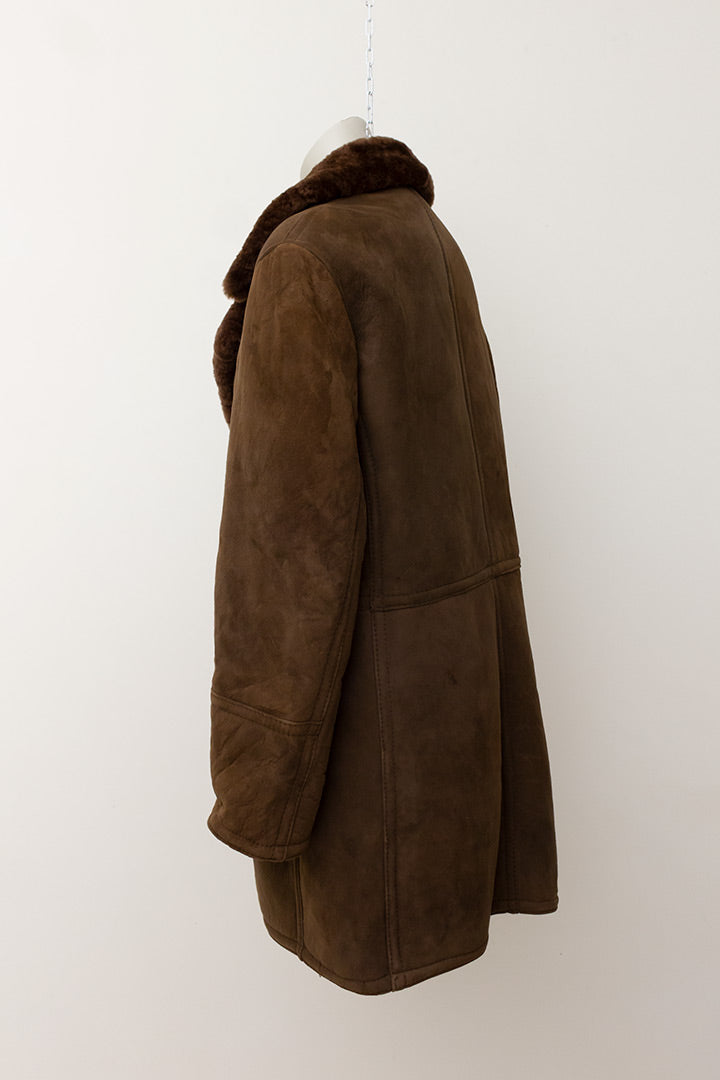 Lammy coat double breasted donkerbruin suède jaren 70
