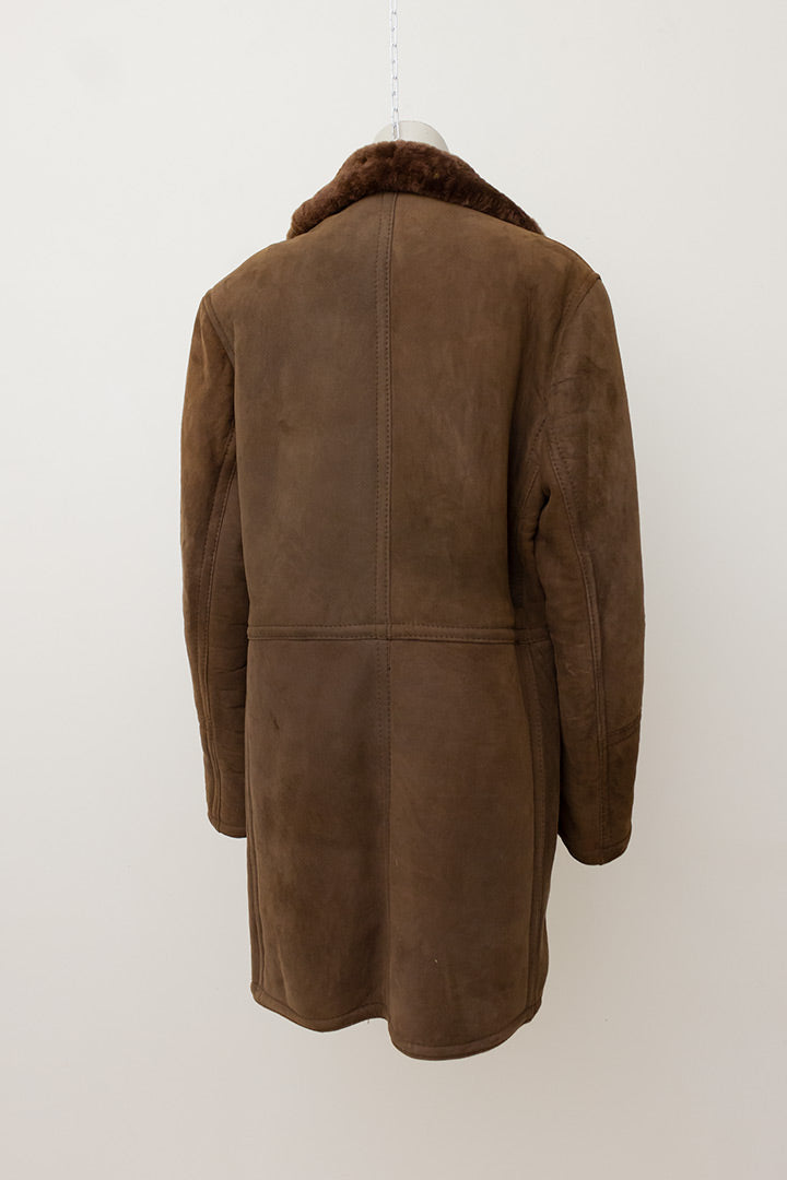 Lammy coat double breasted donkerbruin suède jaren 70
