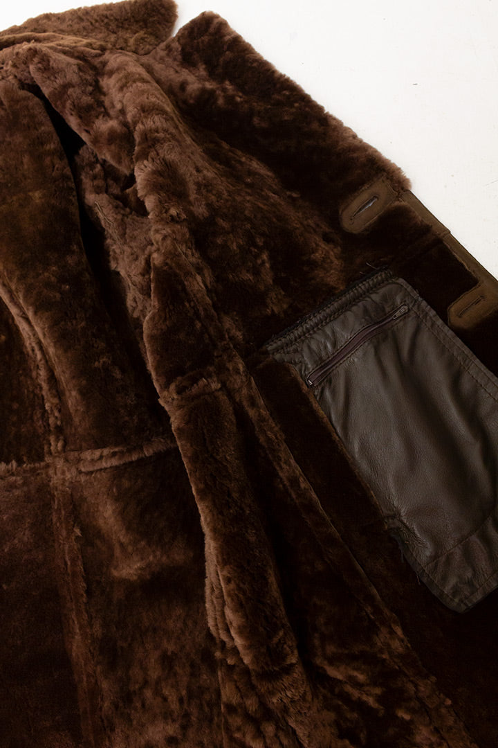 Lammy coat double breasted donkerbruin suède jaren 70