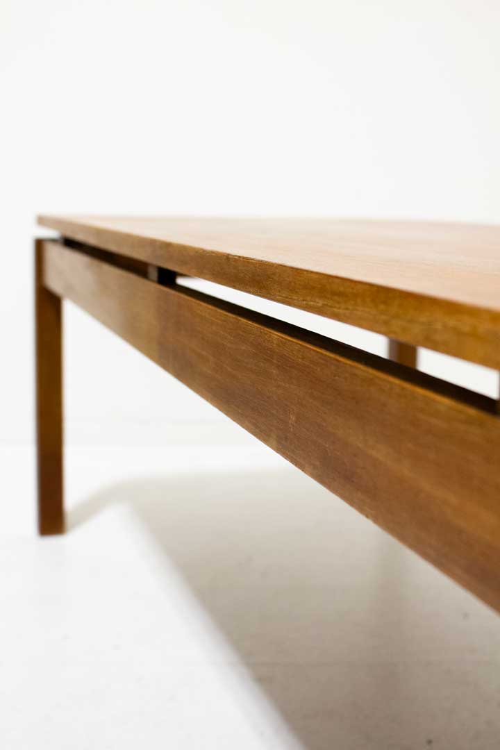 Lange vintage teakhouten salontafel