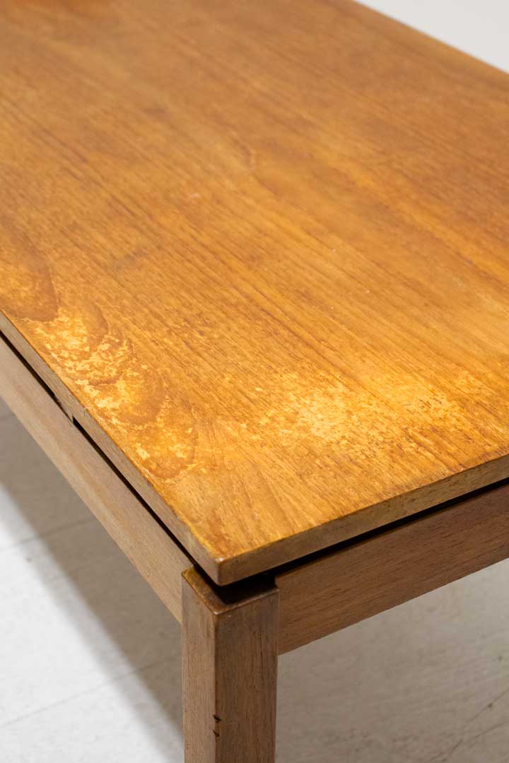 Lange vintage teakhouten salontafel