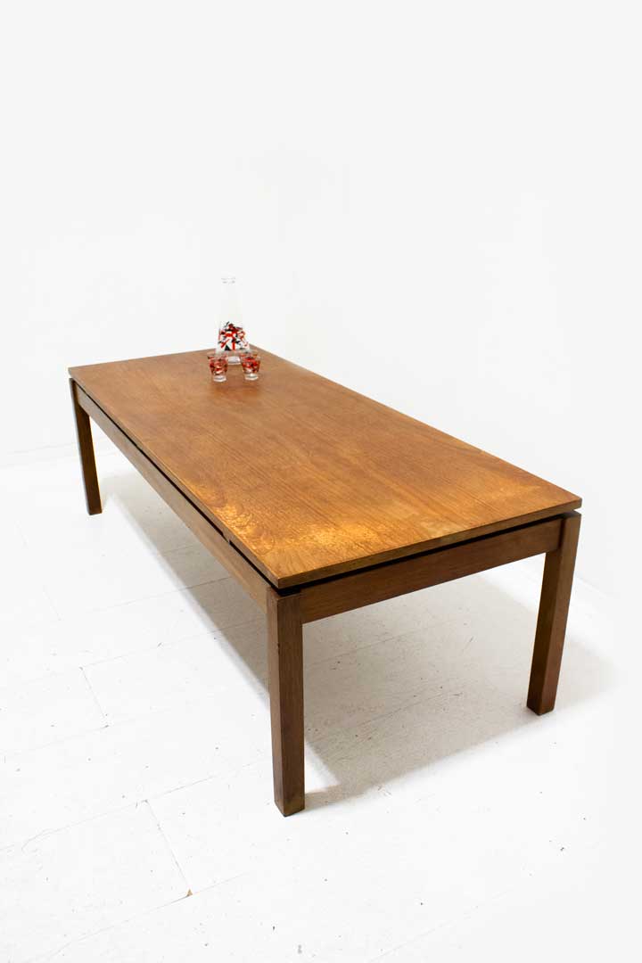 Lange vintage teakhouten salontafel