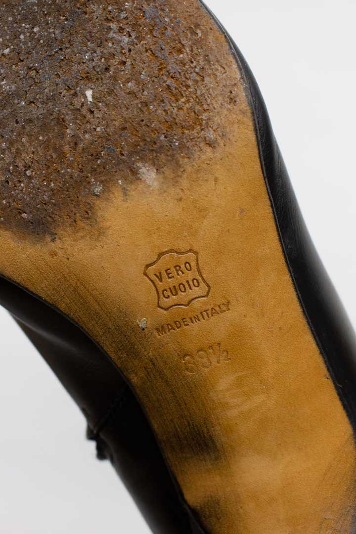 Zwarte leren Marni kitten heel laarzen