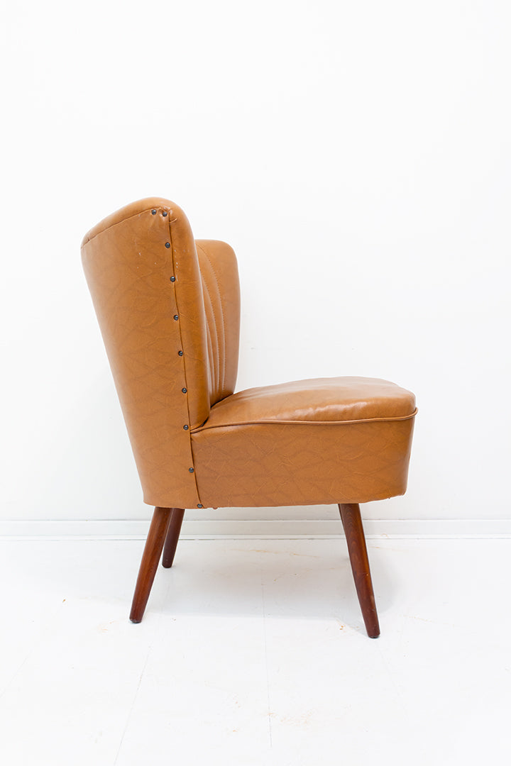 Lichtbruine cocktailstoel Mid-Century jaren 60