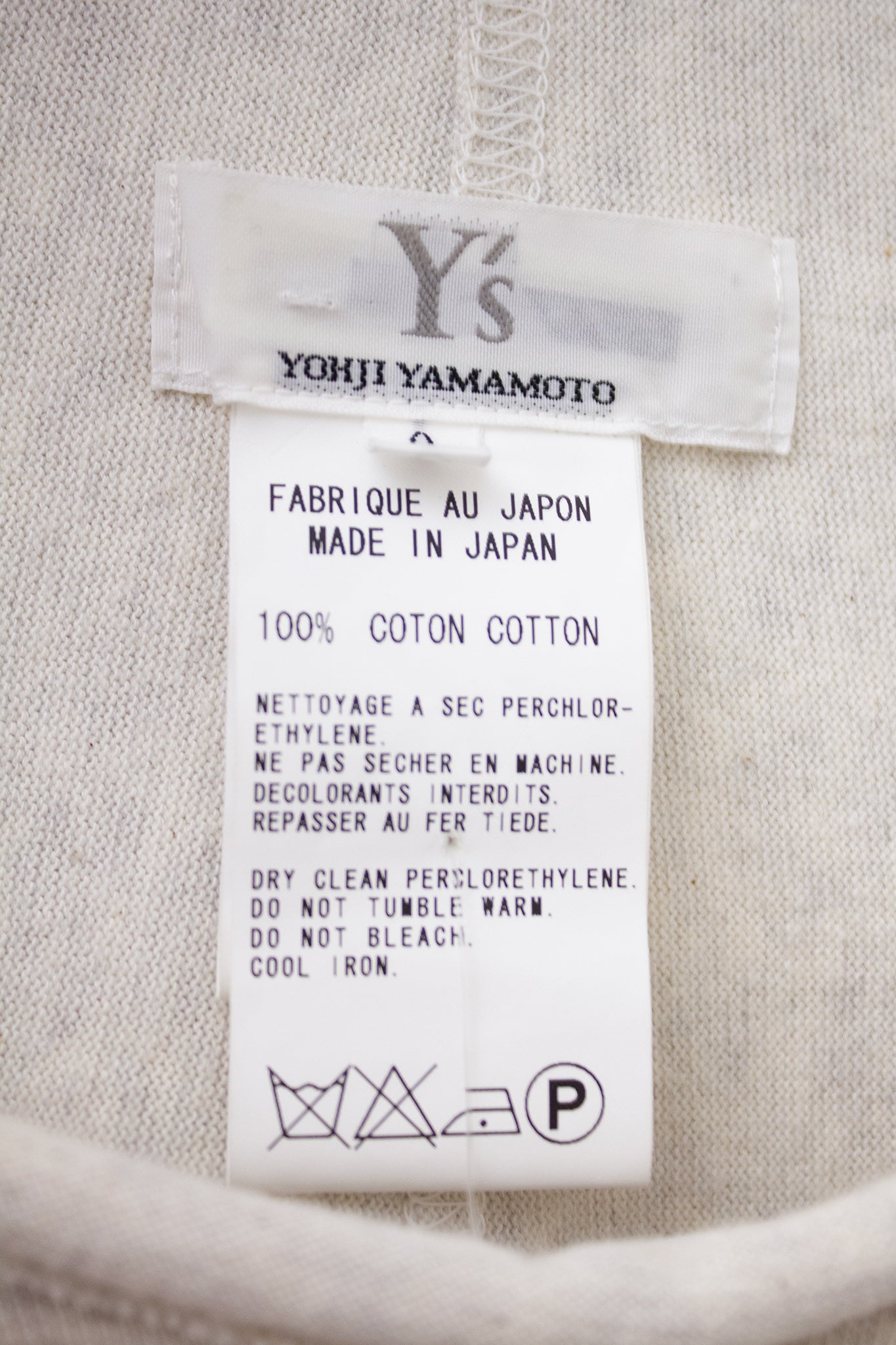 Lichtgrijze Y’s Yohji Yamamoto wijde katoenen longsleeve
