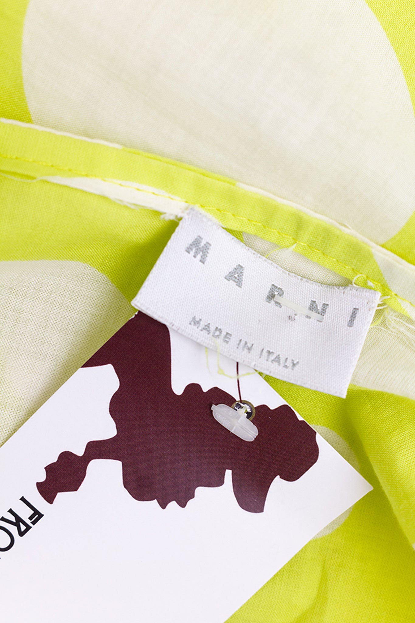 Limoengroene Marni vintage kokerrok met witte polkadots