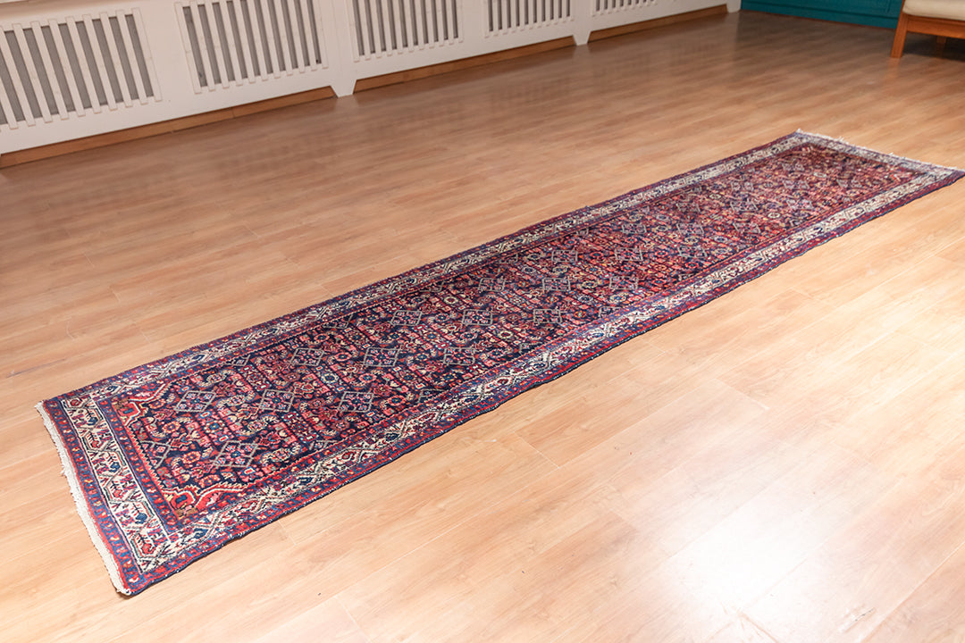 Loper tapijt vintage met fijn patroon 390x90 cm