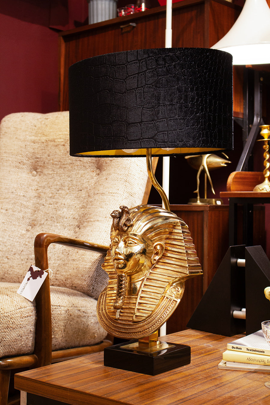  Lusterie DeKnudt Farao 70s tafellamp verguld Noir de Mazy