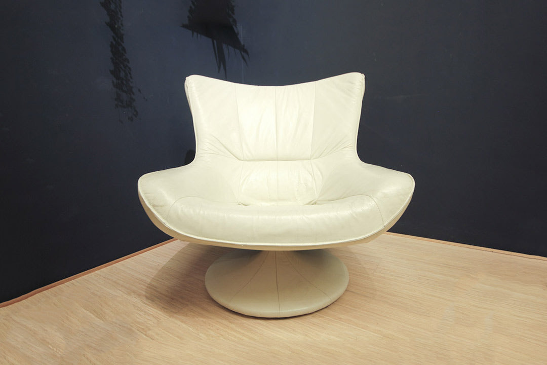 Luxe vintage space age lounge fauteuil leer wit