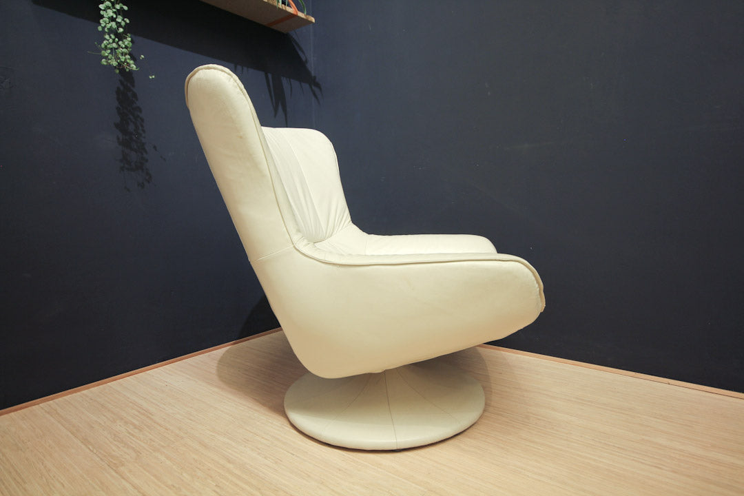 Luxe vintage space age lounge fauteuil leer wit