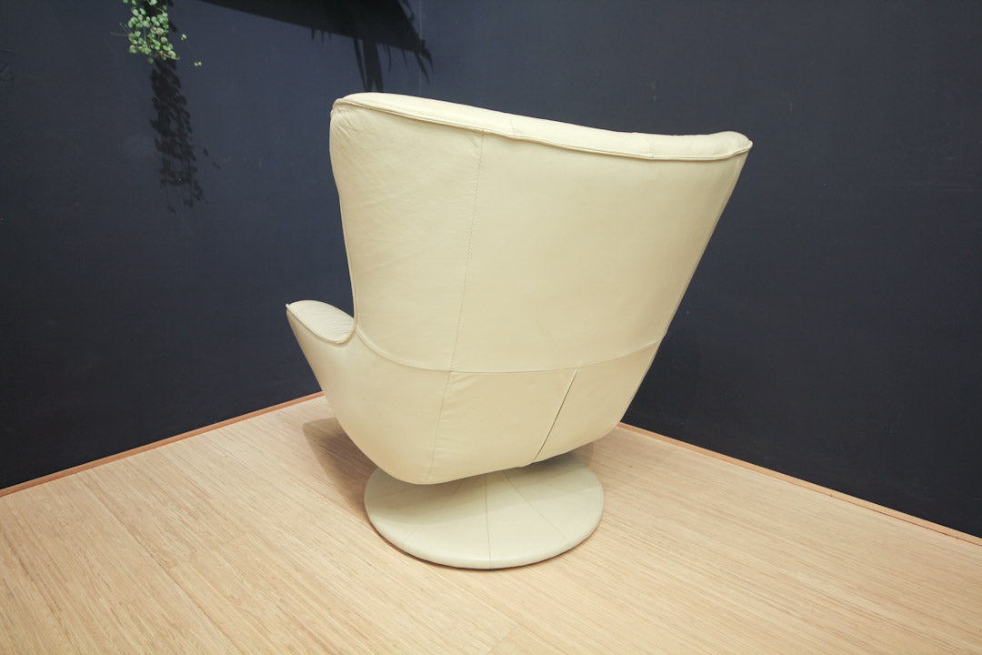 Luxe vintage space age lounge fauteuil leer wit