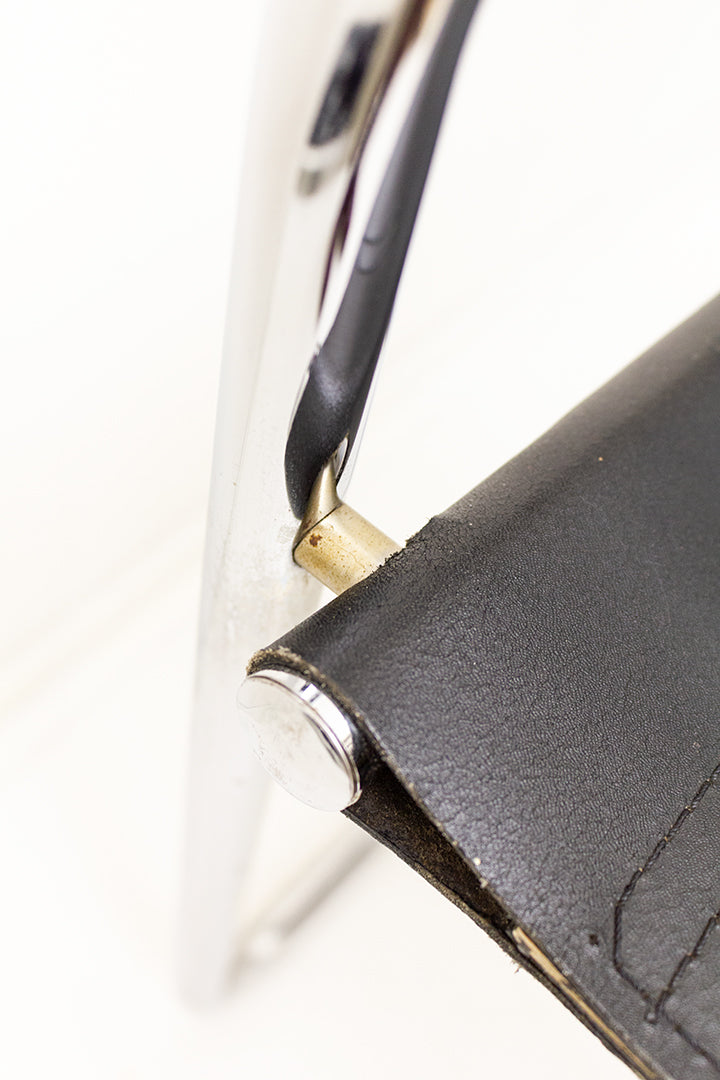 MG5 stoel Marcel Breuer x Matteo Grassi replica met buizenframe en zwarte skai-leer bekleding