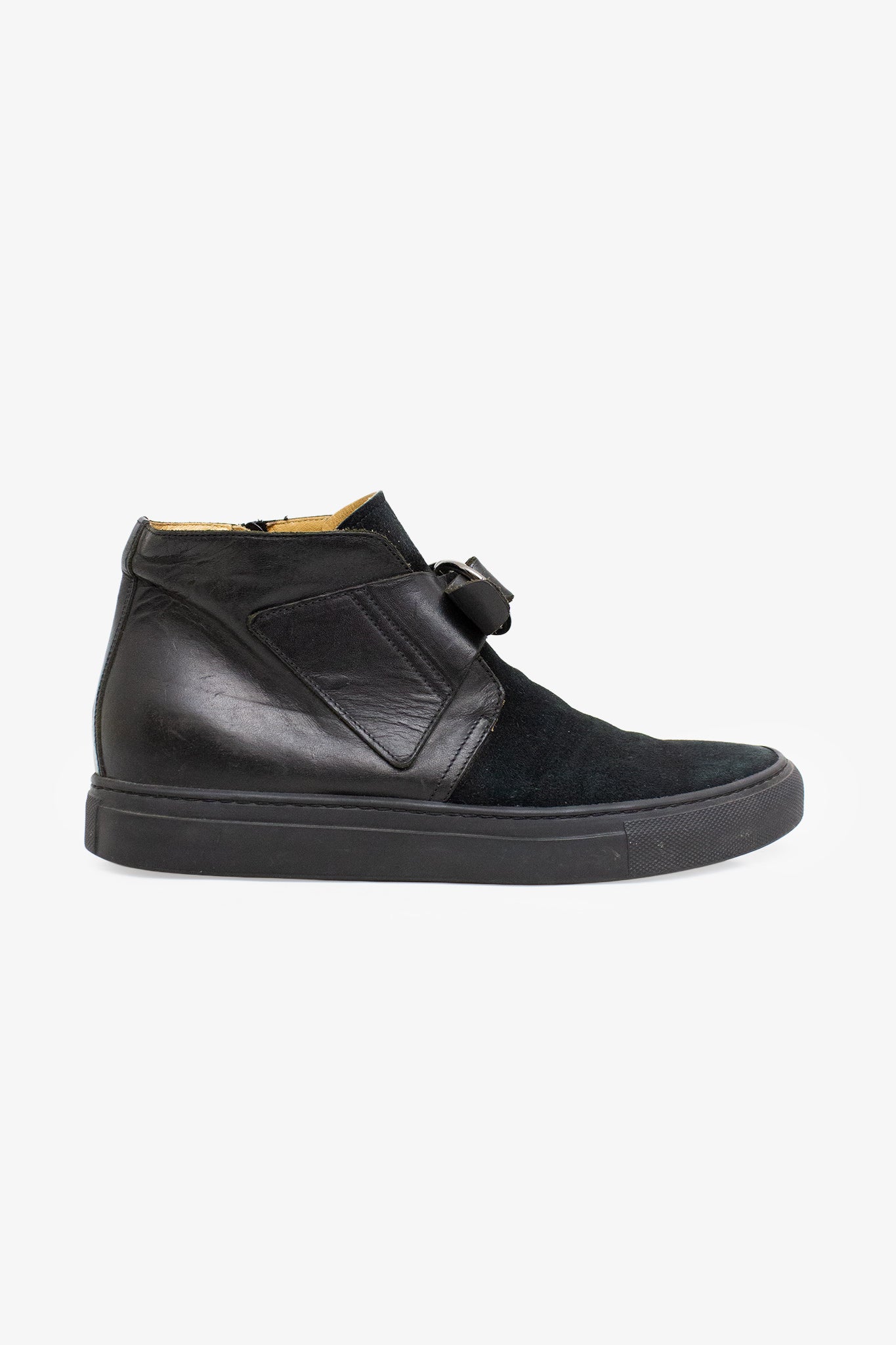 MM6 Maison Margiela zwarte leren/ suède gymp laarsjes