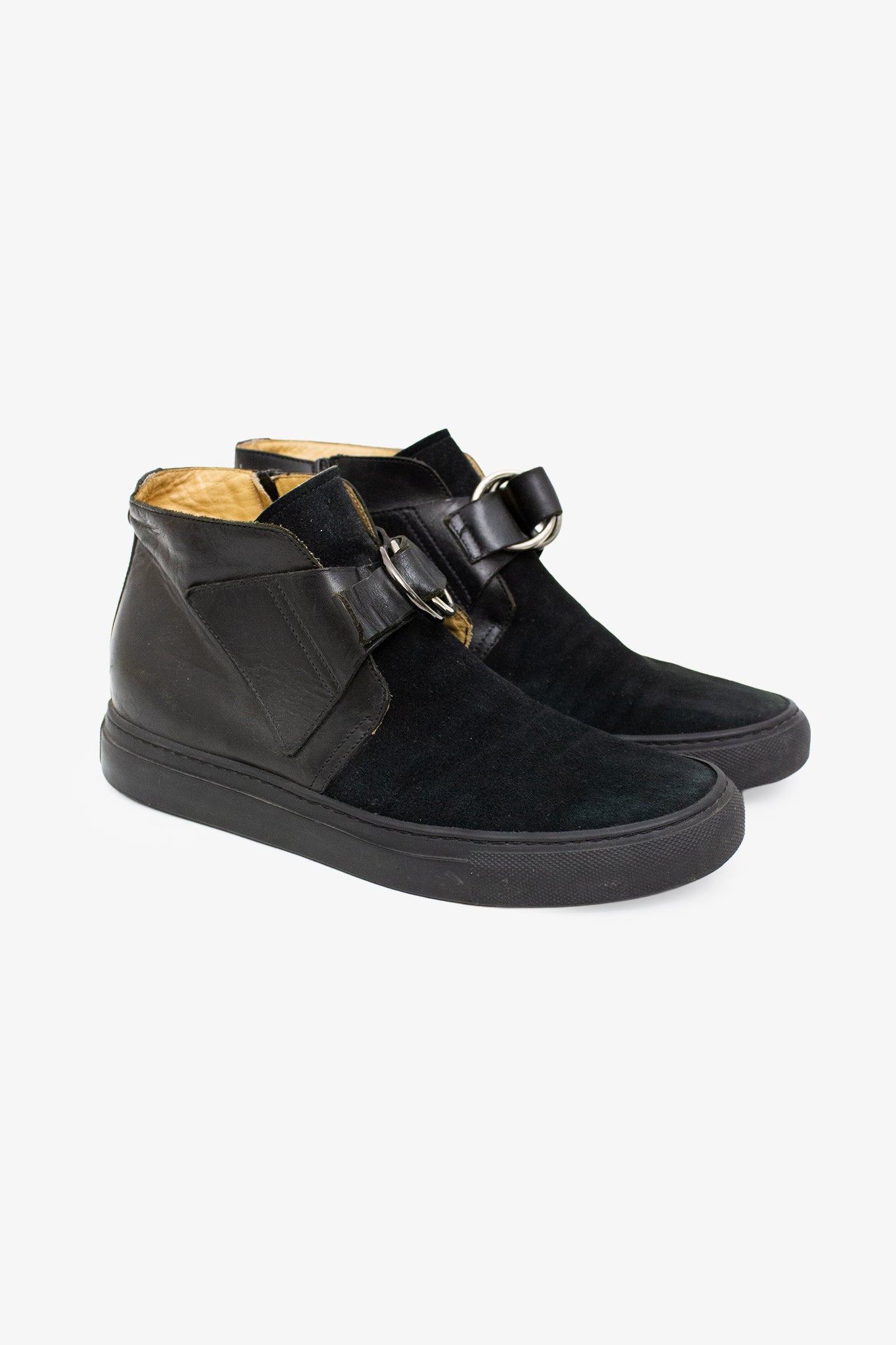 MM6 Maison Margiela zwarte leren/ suède gymp laarsjes