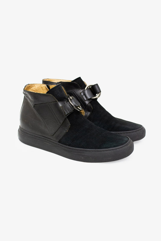 MM6 Maison Margiela zwarte leren/ suède gymp laarsjes