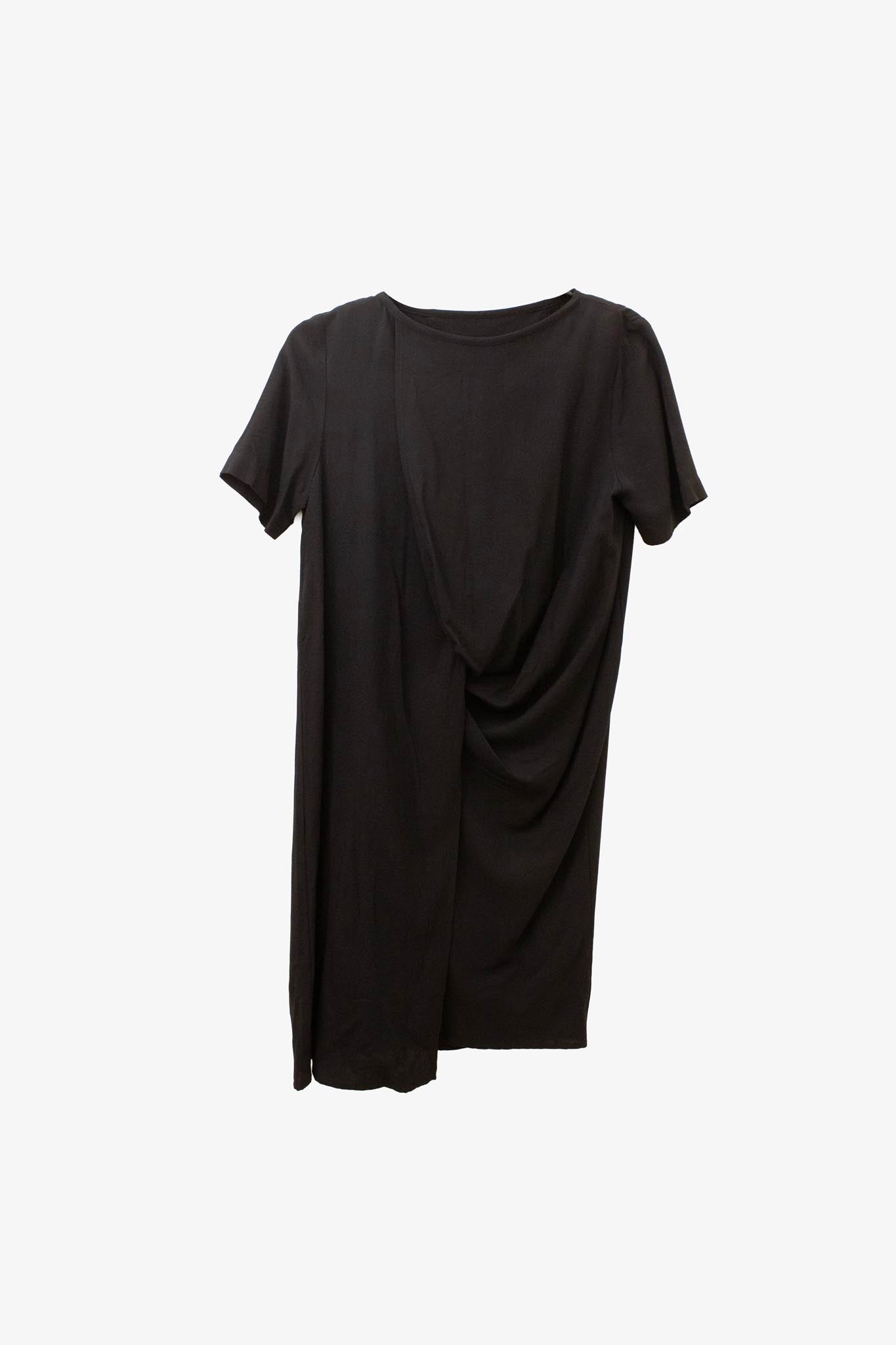 MM6 Maison Margiela FW11 zwarte jurk met gevouwen plooi