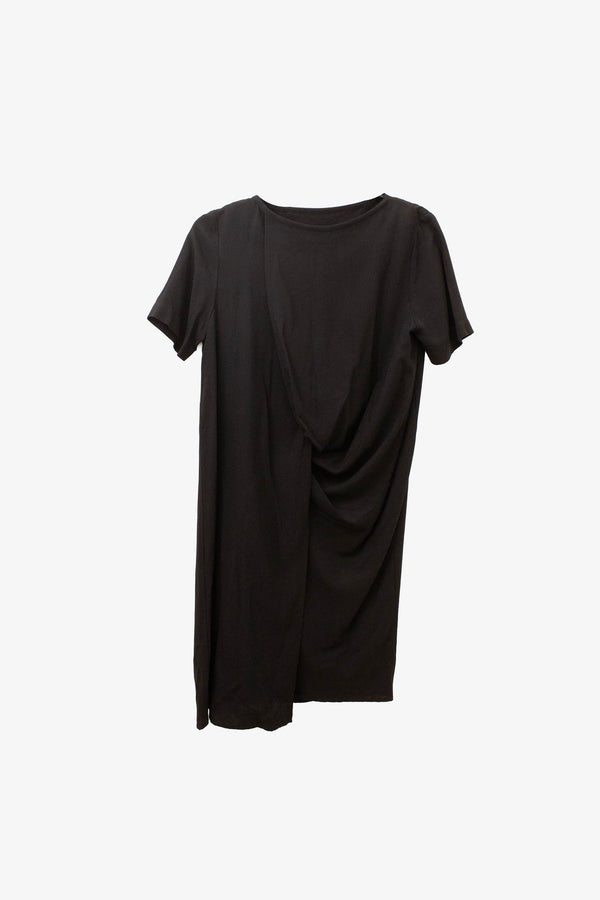 MM6 Maison Margiela FW11 zwarte jurk met gevouwen plooi