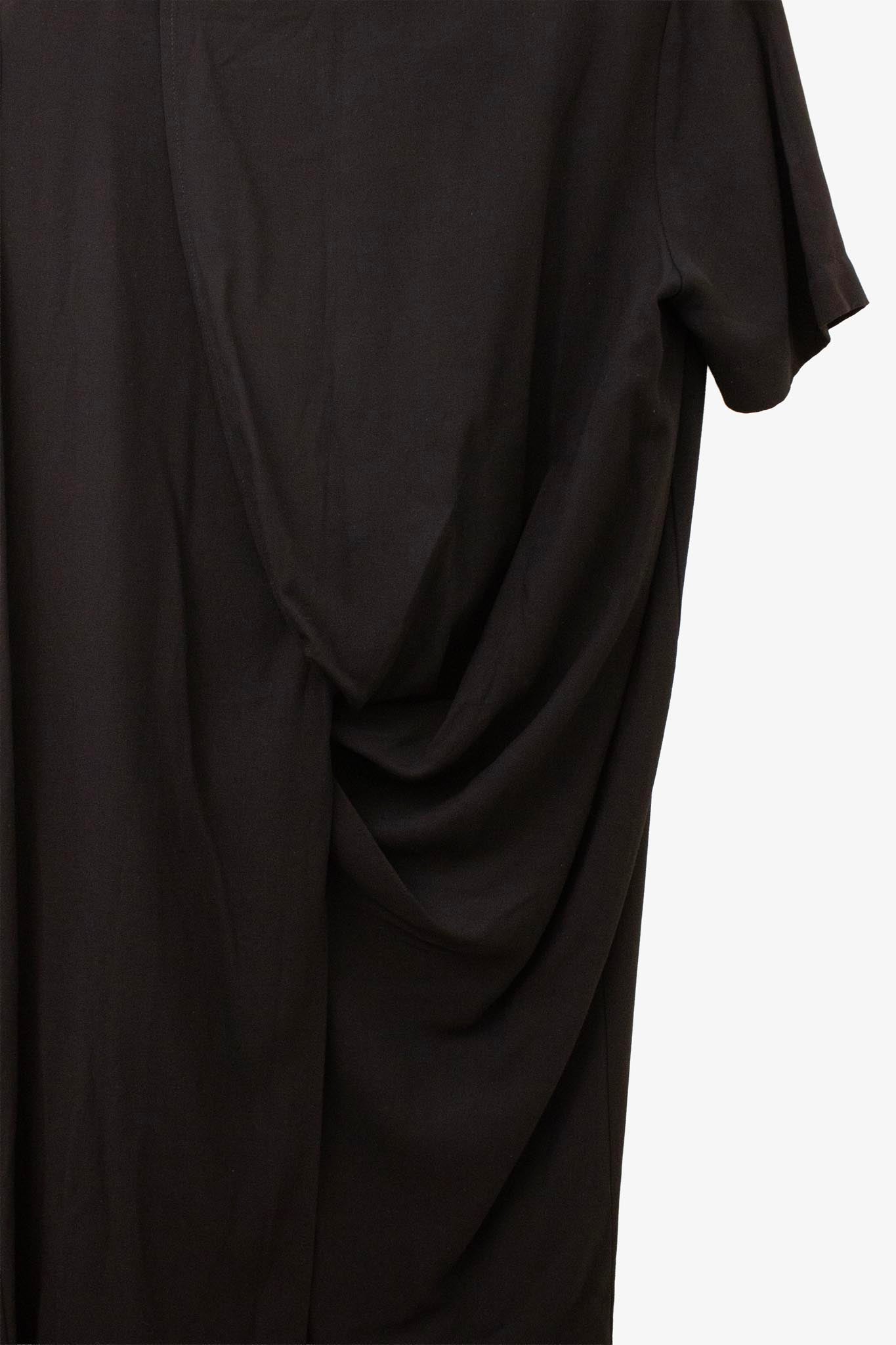 MM6 Maison Margiela FW11 zwarte jurk met gevouwen plooi