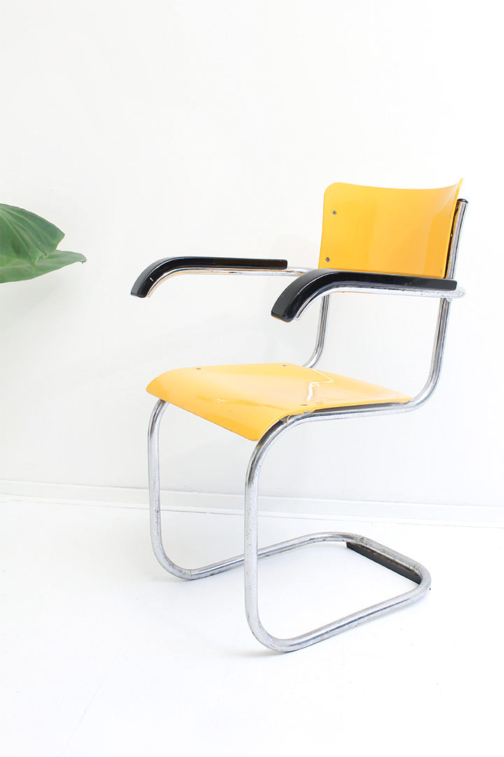 Mart Stam x Thonet B43/1F vintage buisstoel geel