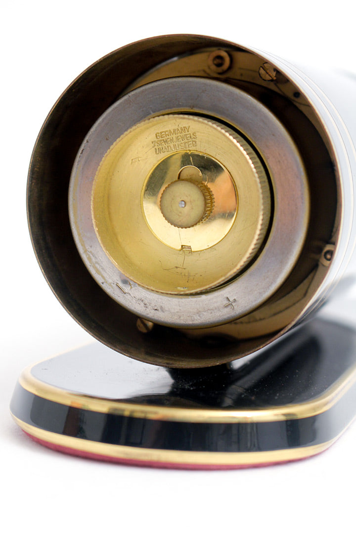 Messing Kohler flipklok jaren 60 zwart Art Deco stijl