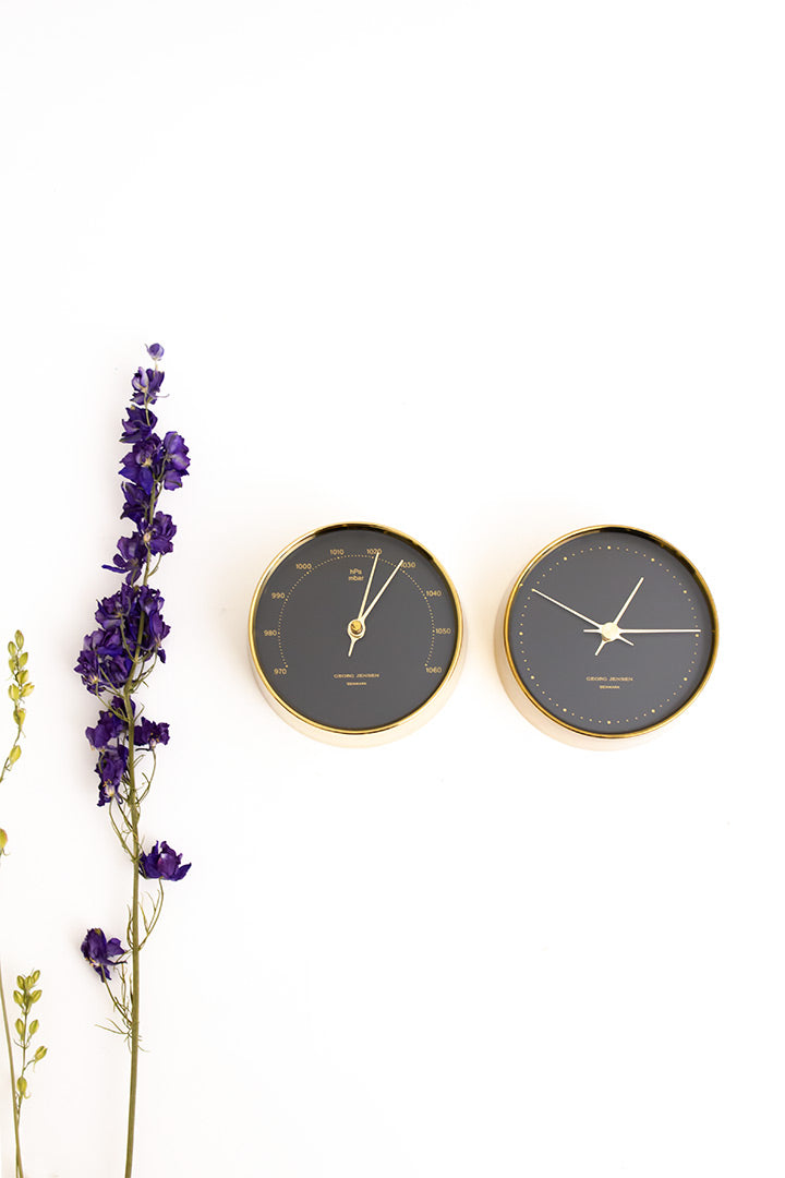 Messing wandklok en barometer Georg Jensen Denmark