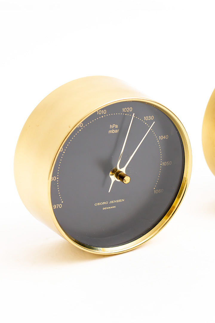 Messing wandklok en barometer Georg Jensen Denmark