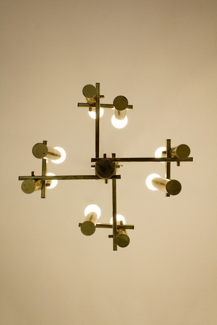 Midcentury Massive messing hanglamp / kroonluchter 'Sciolari'