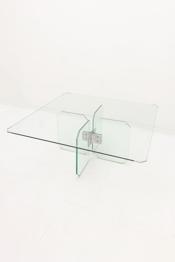 Minimalistische glazen salontafel jaren 80