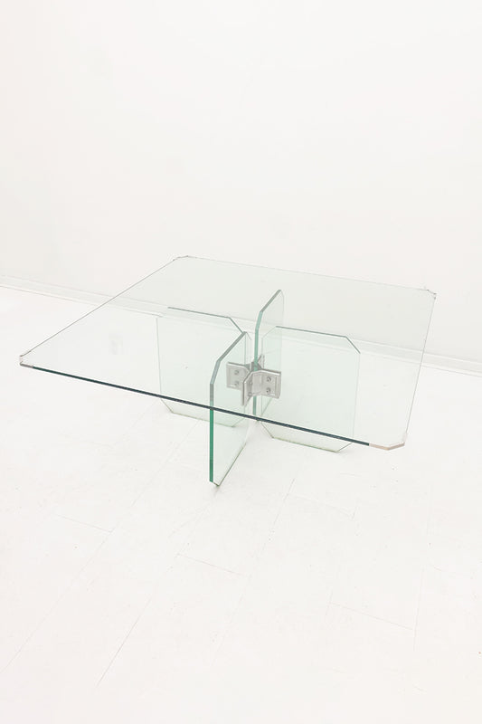 Minimalistische glazen salontafel jaren 80