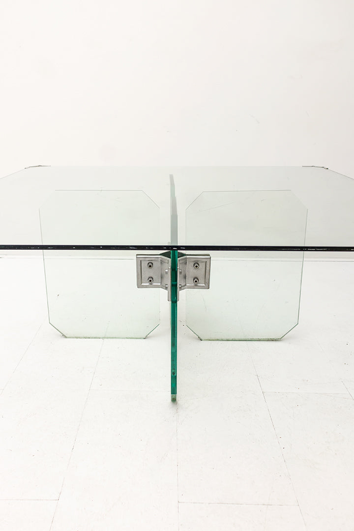 Minimalistische glazen salontafel jaren 80