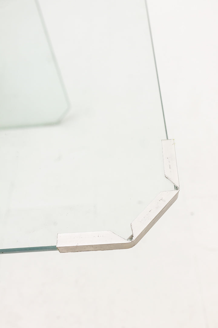 Minimalistische glazen salontafel jaren 80