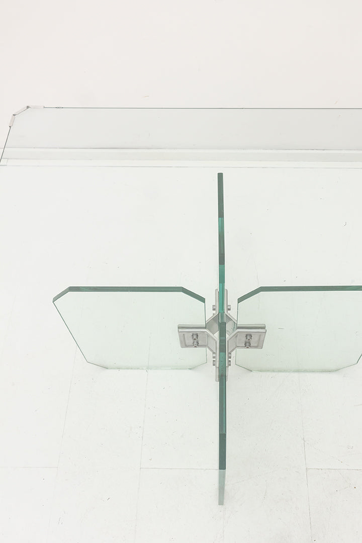 Minimalistische glazen salontafel jaren 80