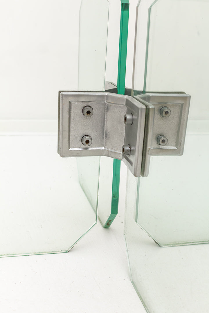 Minimalistische glazen salontafel jaren 80
