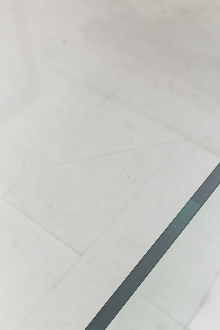 Minimalistische glazen salontafel jaren 80