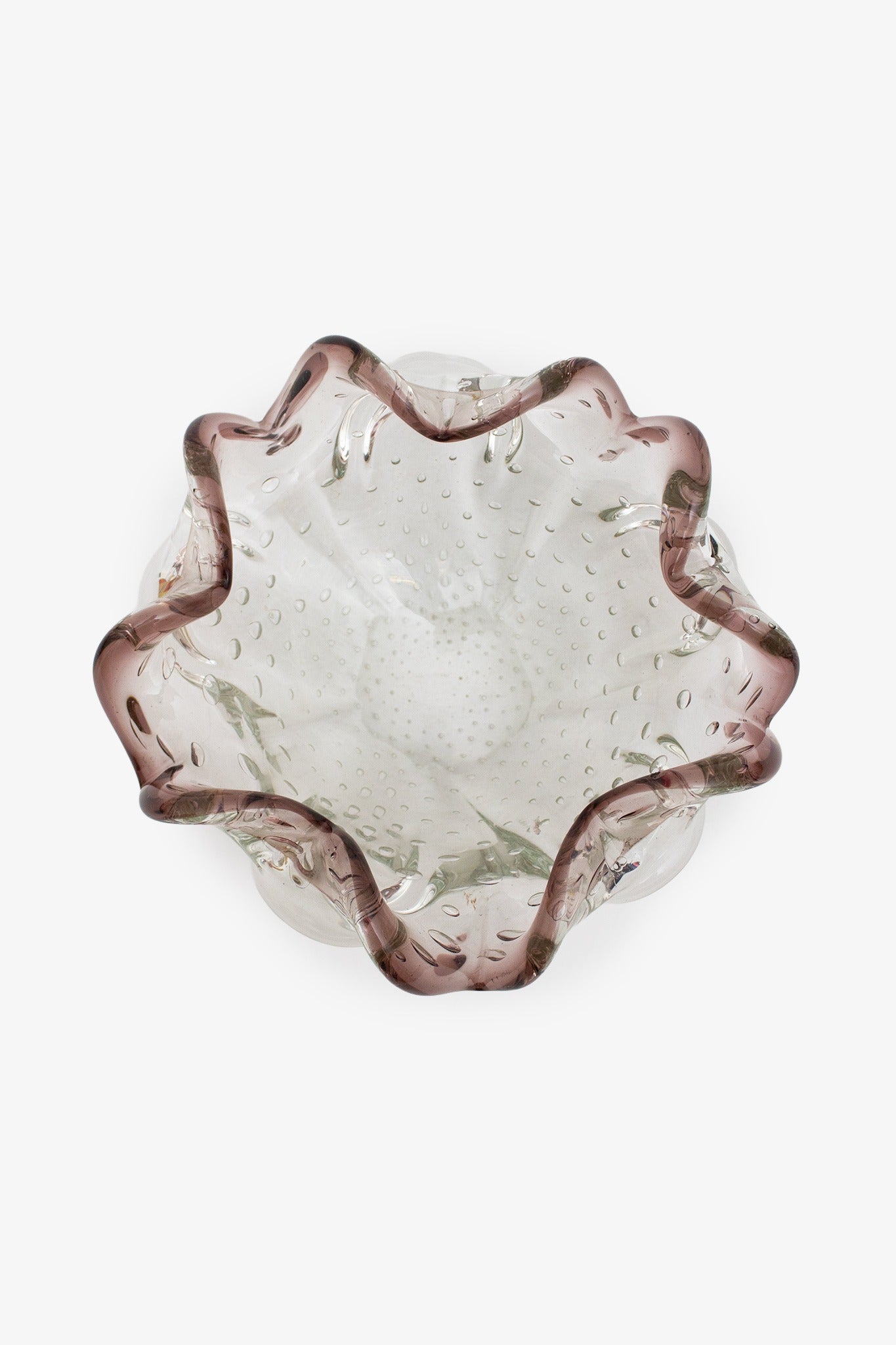 Murano Bullicante schaaltje met paarse rand