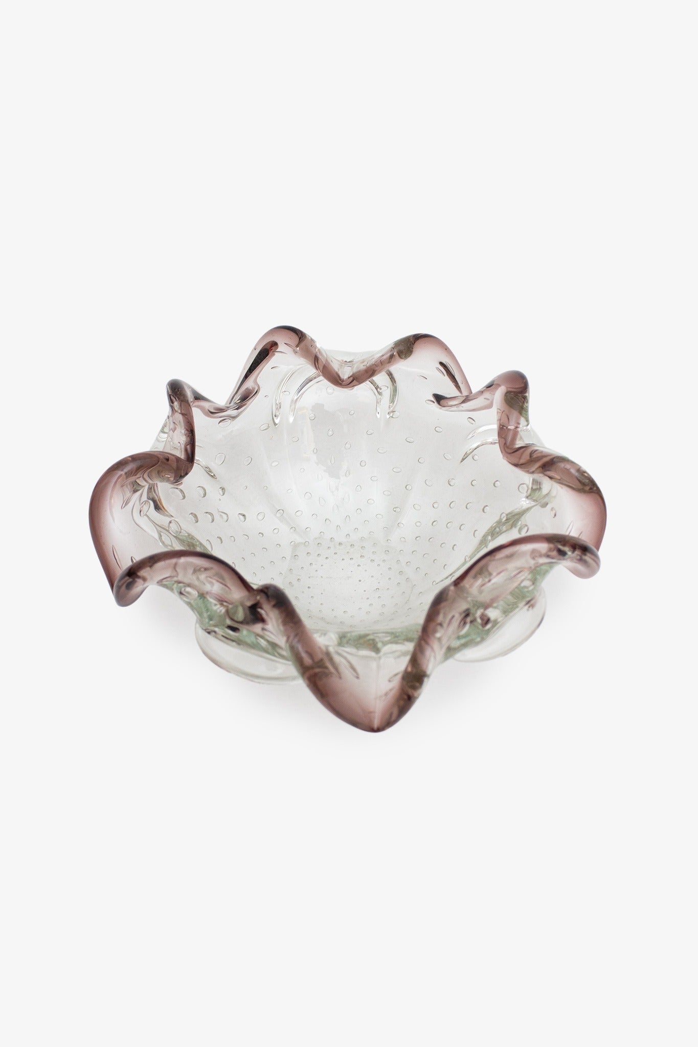 Murano Bullicante schaaltje met paarse rand