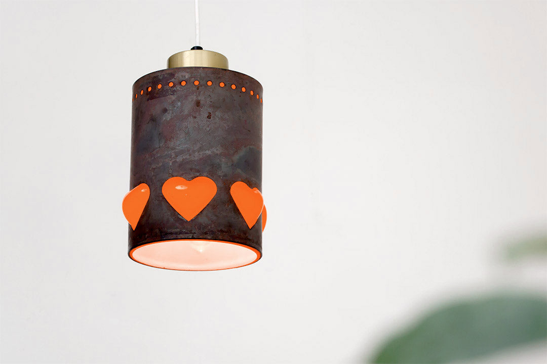Brutalist Scandinavische vintage hartjes lamp