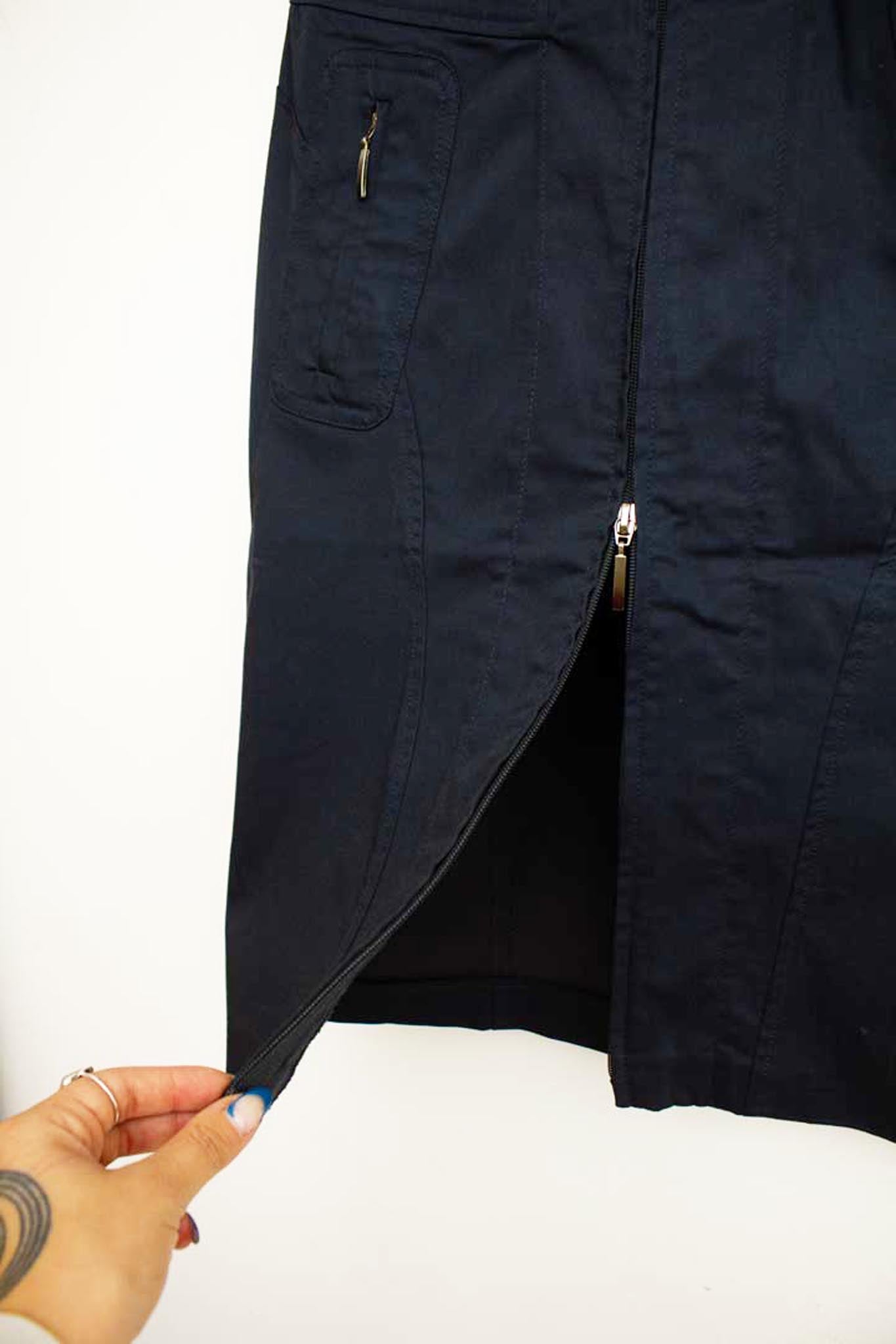 Navy blauw Rodier kokerrok met rits