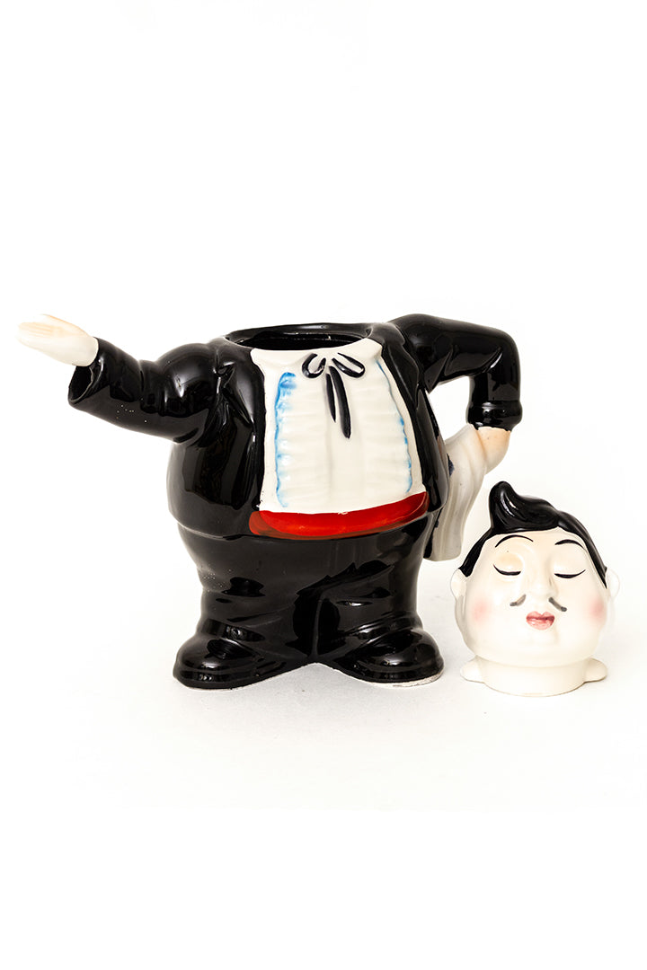 Novelty theepot in de vorm van een ober - Roy Simpson voor J. Luber
