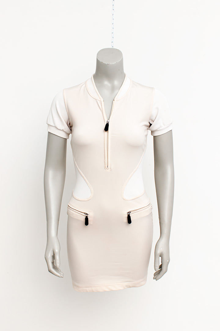 Nude kleurige jurk Marithé + Francois Girbaud