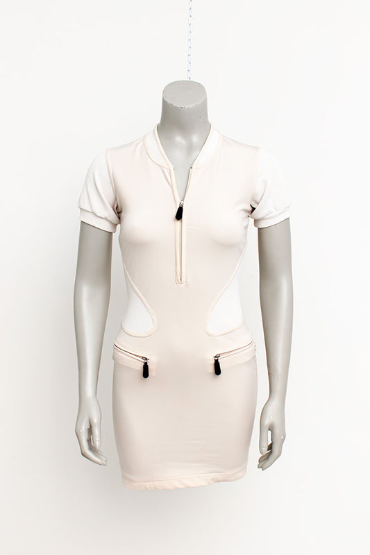 Nude kleurige jurk Marithé + Francois Girbaud