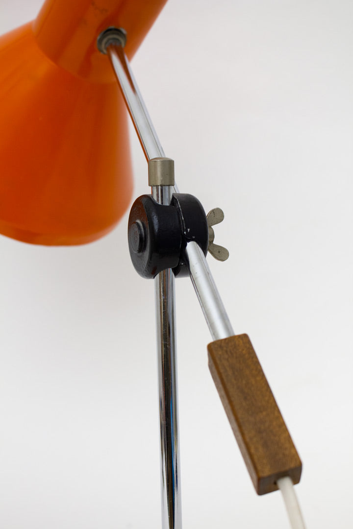 60’s oranje tafellamp J. Hoogervorst voor Anvia