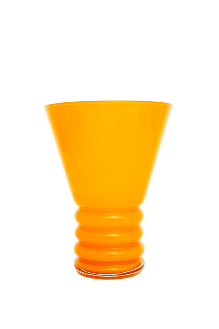 Oranje kristallen 70’s vaas Bohemia Chrystal Tsjechië