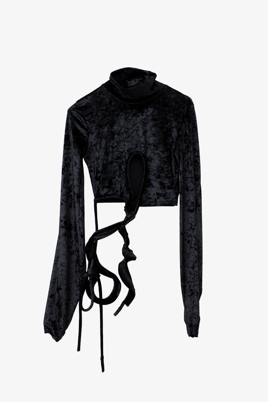 Ottolinger zwarte velvet cropped wrap-around longsleeve