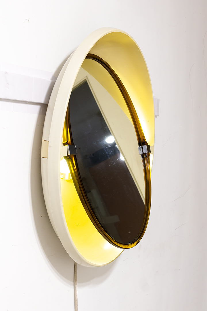 Ovale Allibert spiegel kunststof met ingebouwde verlichting jaren 70