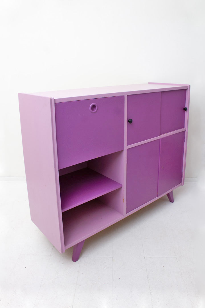 Paarse Joegoslavische vintage highboard Žarko Zrenjanin