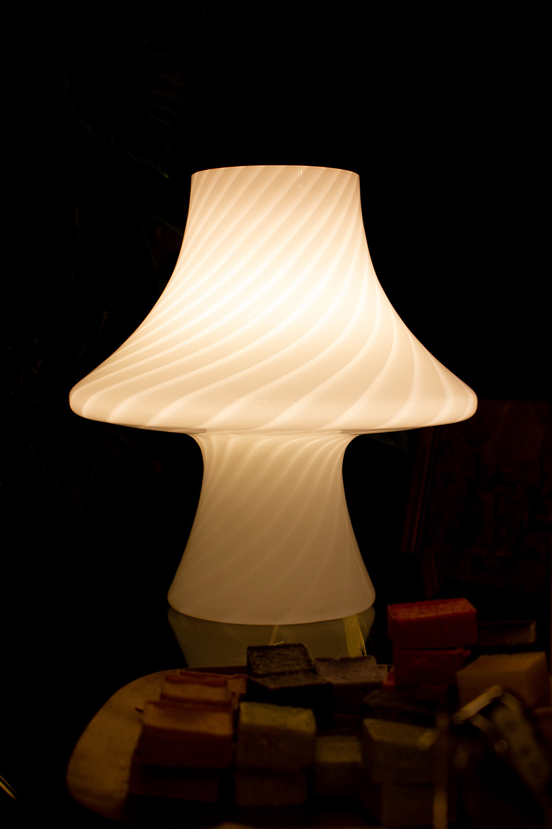 Paolo Venini witte mushroom Murano lamp Fungo