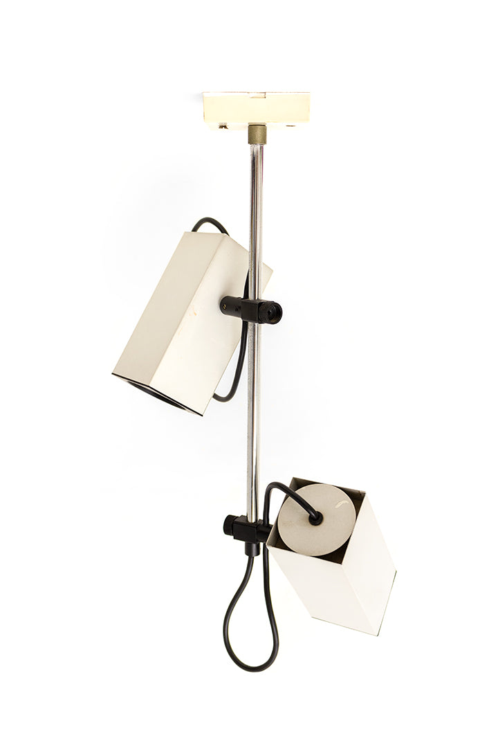 Philips jaren 70 plafondlamp met twee spots van wit metaal