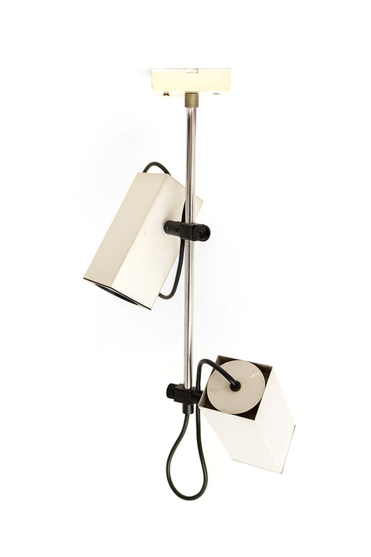 Philips jaren 70 plafondlamp met twee spots van wit metaal